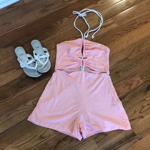 Pink halter top romper